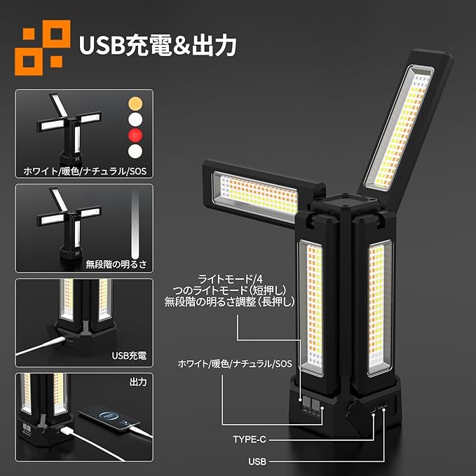 iodoo 13200mAh Rechargeable Solar Work Light with Folding Stand Support and Portable Carrying Bag, 8000 Lumen Stepless Dimmable, 4 Lighting Modes, White/Warm/Warm White (Black(Remote))