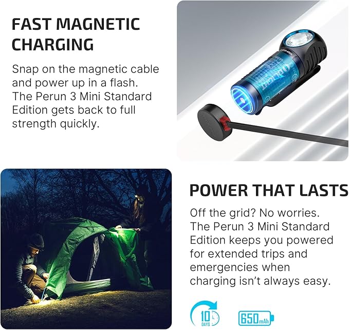 OLIGHT Perun 3 Mini Headlamp 920 Lumens LED Head Flashlight,Rechargeable Headlight with Red Light Option,Perfect for Working, Hiking, Camping and Climbing(Neutral White (4000K~5000K), Black)