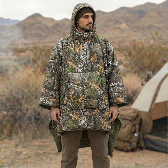 LOOGU Camo Blanket Waterproof Insulation Poncho Liner for Outdoor Camping, Hiking, Hunting, Survival, Backpacking, Picnicking