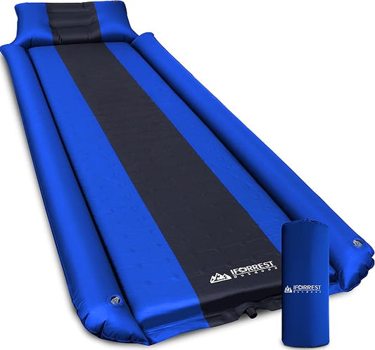 IFORREST Camping Pad with Armrest & Pillow - Self-InflatingAir Mattress, Rollover Protection, Ultra-Comfortable Mat, Lightweight for Tent, Cot, Backpacking(L/XL)