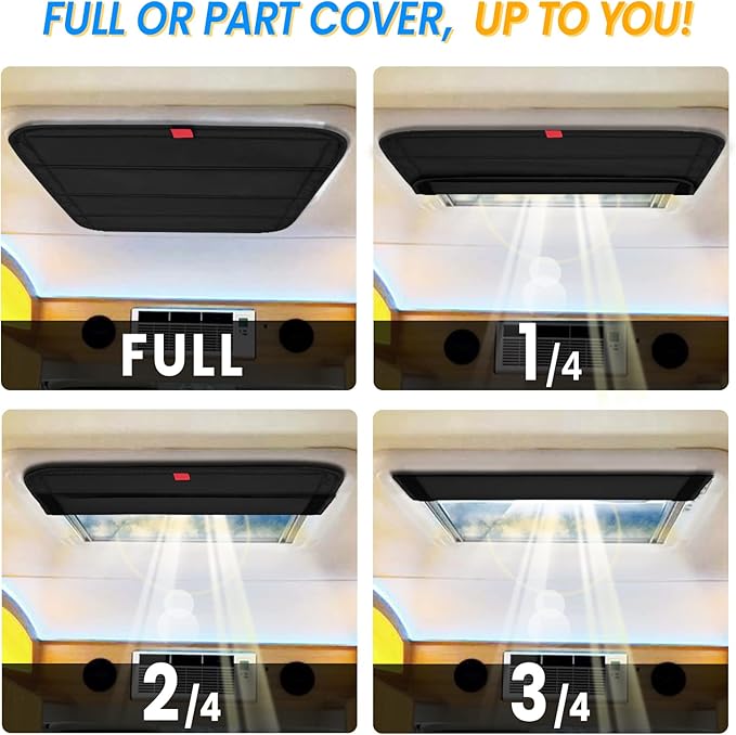 funomo Magnetic RV Window Shade, 16 ¼" (L) x 16 ¼" (W), Foldable Magnet RV Blackout Ventilation Cover, UV Rays Protection Camper Trailer Fan Vent Cover, Waterproof Thickened Oxford Fabric (Black)