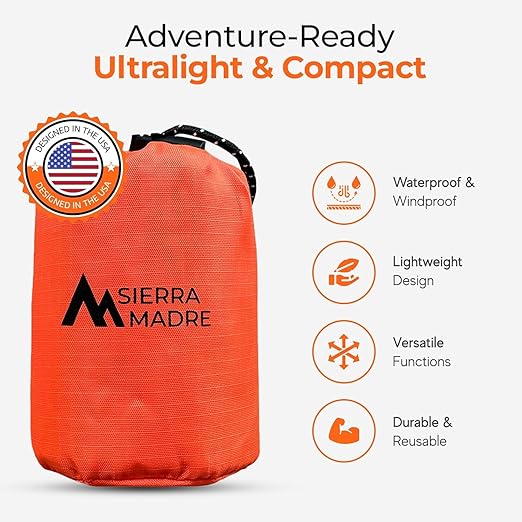Sierra Madre Survival Bundle – Pure Water Straw with Emergency Mylar Sleeping Bag – Ultralight, Portable Gear for Camping, Hiking & Emergency Preparedness