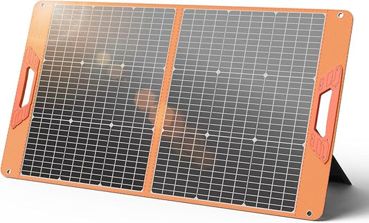 100W Portable Solar Panel for Power Station, 19.8V Foldable Solar Charger with DC/XT60/Anderson Cable & QC3.0 USB Outputs, 23% High Efficiency IP65 Waterproof 2 Kickstands for Outdoor Camping RV Trip