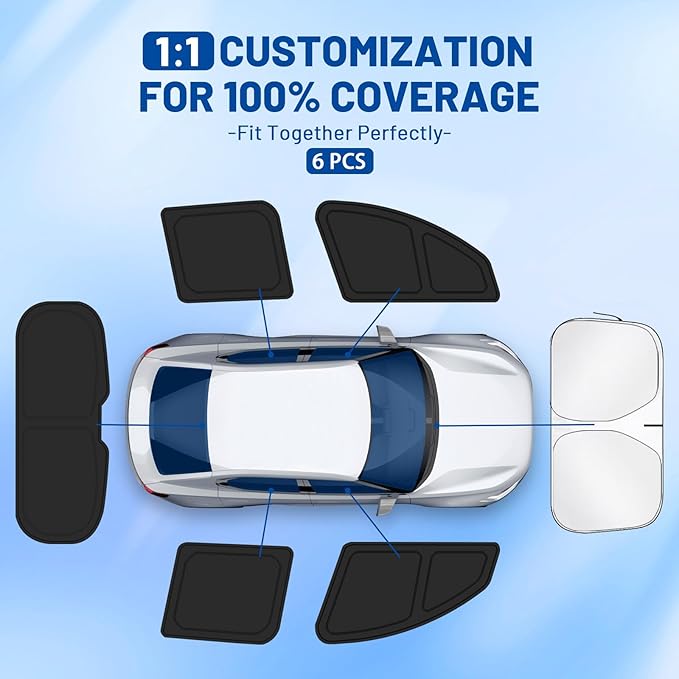 Car Window Shades Intended for Kia Forte 2019-2024, Privacy Window Covers 6PCS for Side, Rear & Windshield, Car Shield Sunshade for Privacy Protection, Heat Blocking, Camping and Parking