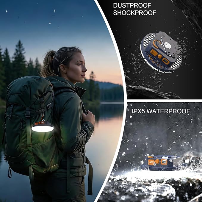 10000mAh 4000LM Flashlight Portable LED Camping Lantern Rechargeable Light 30W with Digital Power Display and Magnet , IPX5 Waterproof Tent Lights Power Failure Emergency Light