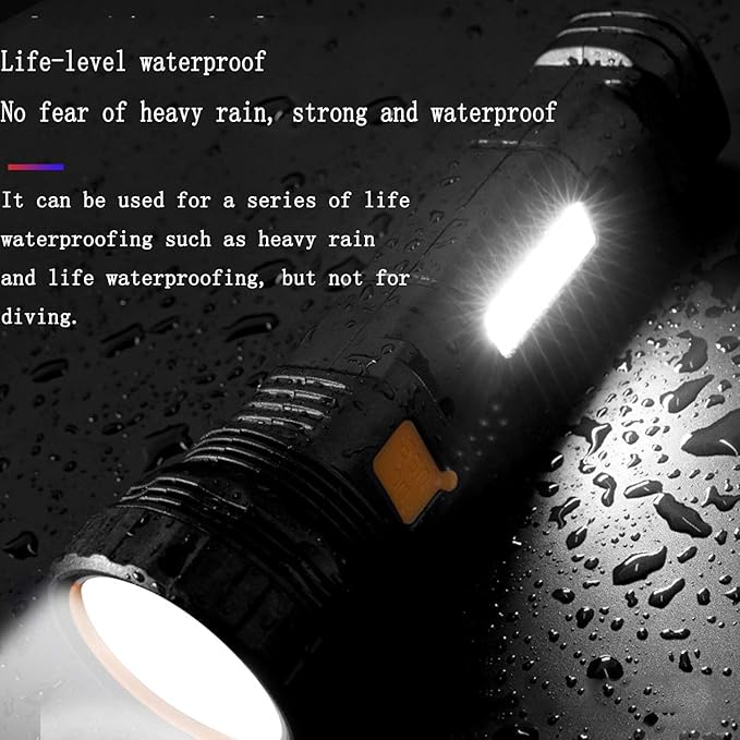 E-SHIDAI Solar/Rechargeable Multi Function 1000 Lumens LED Flashlight, with Emergency Strobe Light and 1200 Mah Battery, Emergency Power Supply and USB Charging Cable, Fast Charging (8PC)