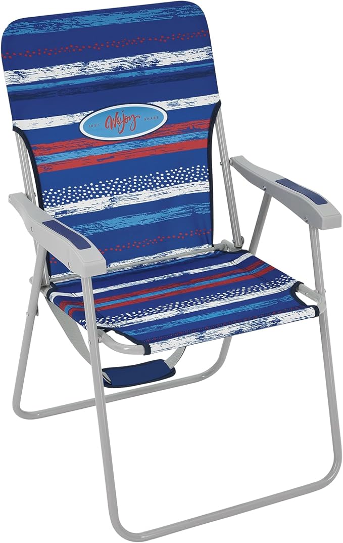#WEJOY Folding Beach Chair for Adults, Lightweight Beach Chair with Shoulder Straps, High Back Camping Chairs with Hard Armrest, Supports 300lbs for Outdoor Lawn Concert