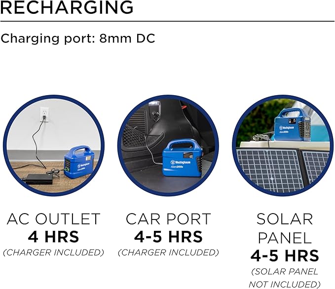 Westinghouse 194Wh 300 Peak Watt Portable Power Station & Solar Generator, Modified Sine Wave AC Outlet, Backup Lithium Battery for Camping, Home, Travel, Indoor/Outdoor Use (Solar Panel Not Included)
