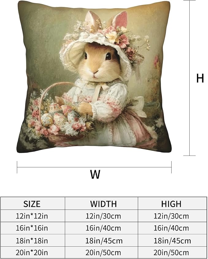 Easter Bunny Throw Pillow Covers 18 X 18 Inch Set of 4 Decorative Cushion Cover Home Decor for Sofa Chair Couch Bedroom Living Room