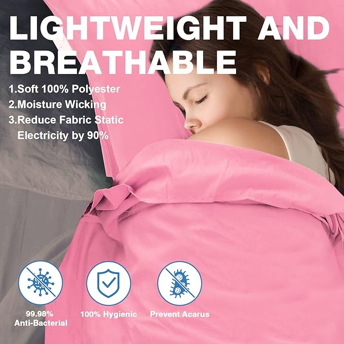JAICOM Sleeping Bag Liner, Travel Sheets & Adult Sleep Sack, Ultralight and Portable Summer Sleeping Bag - Ideal for Backpacking, Hotels and Hostels, Business Trips, Camping