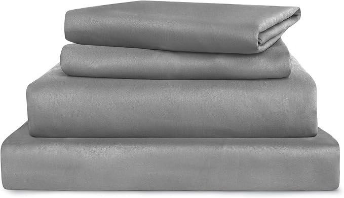 Moonsea Extra Deep Pocket Full Sheet Set - Breathable & Extra Soft - Deep Pocket Full Size Sheet Sets - Easy Fit 16in to 24in Mattress - 4 Piece Set - Grey Bed Sheets Set