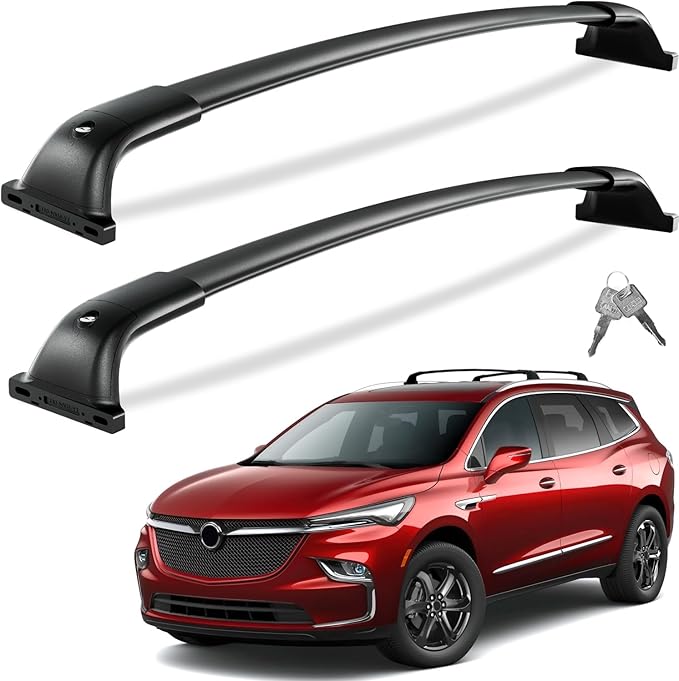 Tuyoung All Aluminum Roof Rack Cross Bars Compatible with Buick Enclave 2018-2024 (with Flush Side Rails), 260lbs Lockable Heavy Duty Roof Rails Crossbars Cargo Carrier Luggage Kayak Accessories