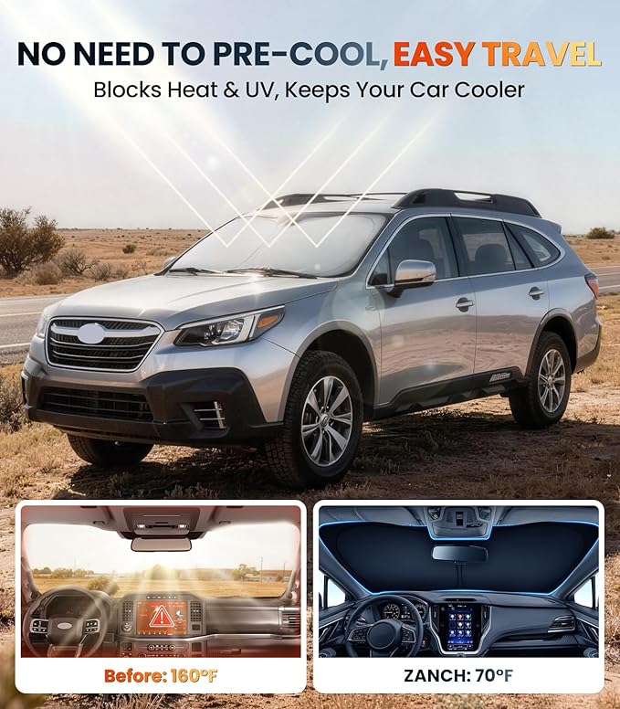 Zanch Custom Windshield Sun Shade for Subaru Outback 2020-2026, 7-Layer UV & Heat Block, 3D Laser Scanned, Interior Protection, Keep Car Cooler, Foldable SUV Accessories