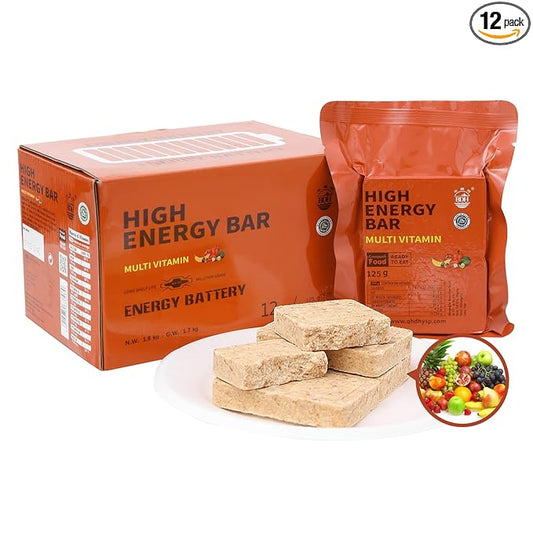 Emergency Food Ration Bars, Multi Vitamin Flavor Survival Tabs Supply for Outdoor Camping Emergency Snowstorm Earthquake Disaster Preparedness Kit With Long Self Life 12 Count，Multi Vitamins