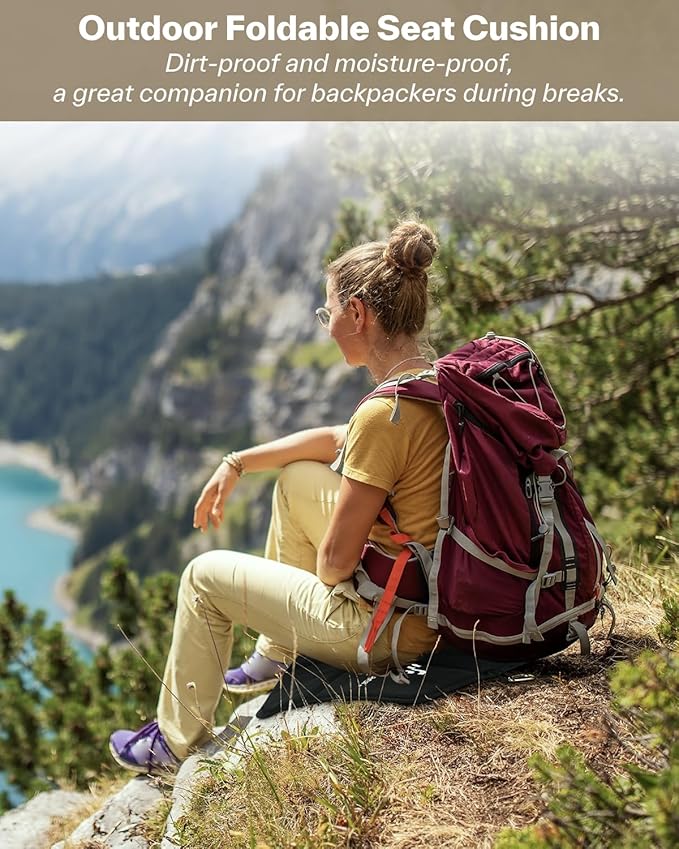 Sportneer Sitting Pad, Lightweight Waterproof Folding Seat Pad for Backpacking, 15.75'' x 15.75'' Portable Camping Seat Mat for Hiking, Picnics & Outdoor Use