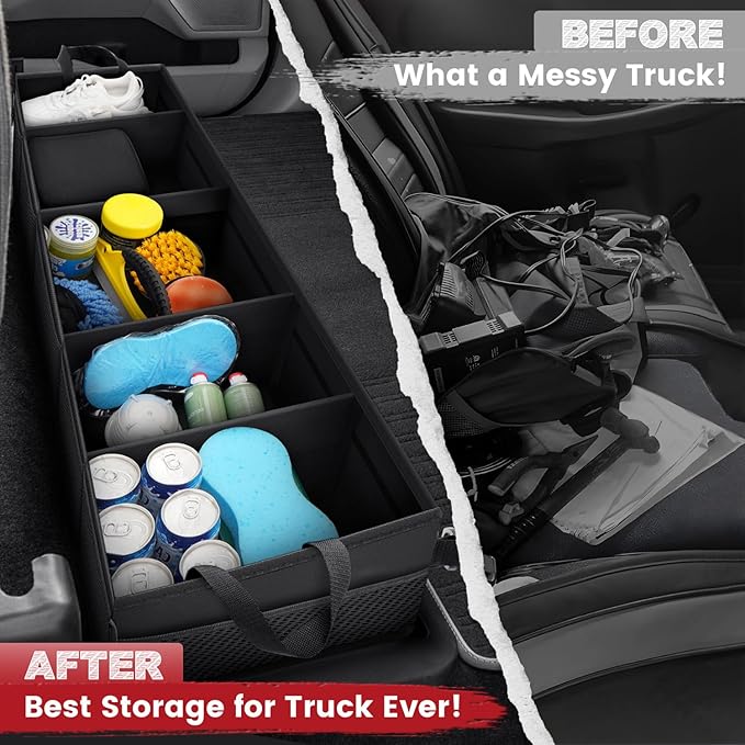 Chevrolet Silverado 1500 2500 /GMC Sierra 2011-2025 Truck Under Bench Seat Storage with Removable Divider 600D Oxford Cloth, truck accessories Mesh Organizer