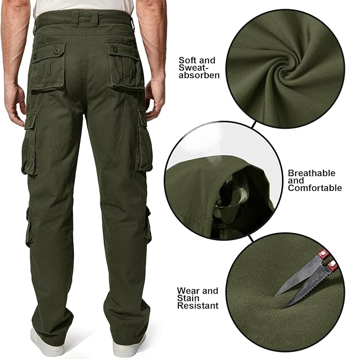 Men's BDU Casual Military Pants, Tactical Wild Army Combat ACU Rip Stop Camo Cargo Work Pants Trousers with 8 Pockets