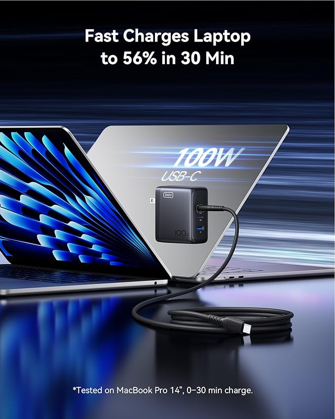 INIU iPhone 17 Charger, 3-Port 100W [USB-C + USB-A] Fast Charger, Compact Foldable USBC Cargador for iPhone 17 16, MacBook Air, IPad, Samsung S25, Switch, Students, Kid, Backpacking, Hiking etc
