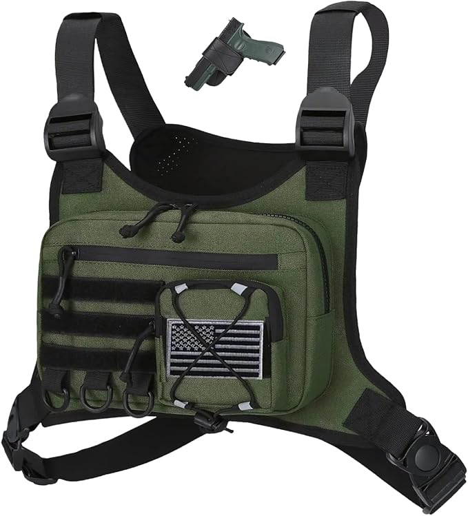 koculemi Outdoor Sports Chest Bag for Men, Chest Vest Holster Fits Most Pistols, EDC Travel Chest Pack for Running, Hiking