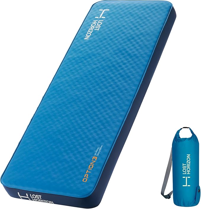 Lost Horizon Air & Foam Camping Mattress, Self-Inflating Sleeping Pad, 4.5" Thick, with Pump Sack, Cot