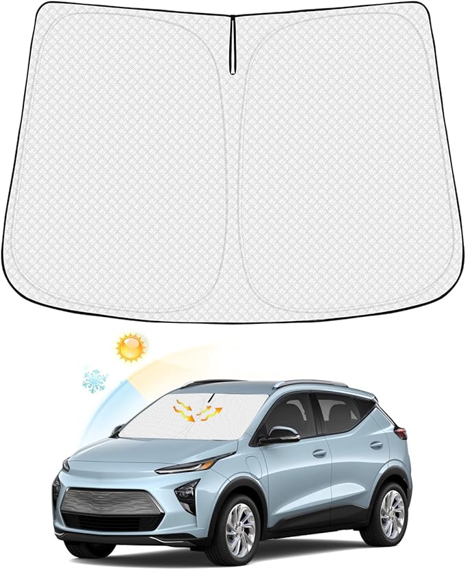 Canvcle Windshield Sun Shade for 2022-2025 2026 Chevrolet/Chevy Bolt EUV Accessories (NOT for Bolt EV) Thicken 6-Layer Front Window Sunshade Cover Sun Visor Protector Foldable Block UV Rays