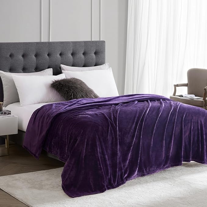 Hansleep Fleece Blanket for Couch Purple, Super Soft Flannel Fuzzy Throw Plush Cozy Blanket for All Seasons, Purple, Throw 50x60 Inches