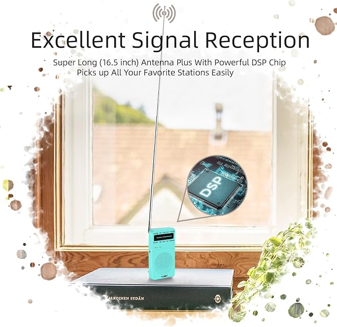 PRUNUS J-166 Portable Radio AM FM, Gifts for Dad and Mom, Battery Operated Radio with Tuning Light, Back Clip, Excellent Reception, AM FM Radios Portable, Transistor Radios