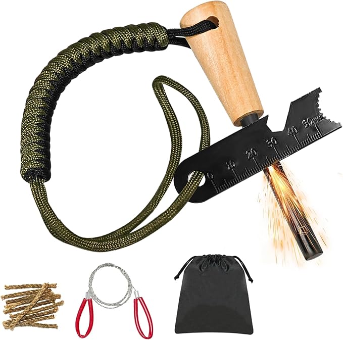 Fire Starter Kit with Ferro Rod & Tinder – Easy Survival Fire Starter for Camping, Hiking, Bushcraft & Emergency, Works in Rain, Wind & Cold, Perfect for Beginners & Outdoor Enthusiasts