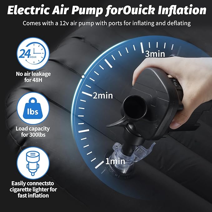 Onirii Inflatable Car Air Mattress Back Seat Bed with Air Pump,55 "x 35" Portable Thickened Car Travel Camping Sleeping Air Mattress Blow Up Bed for Car Universal SUV