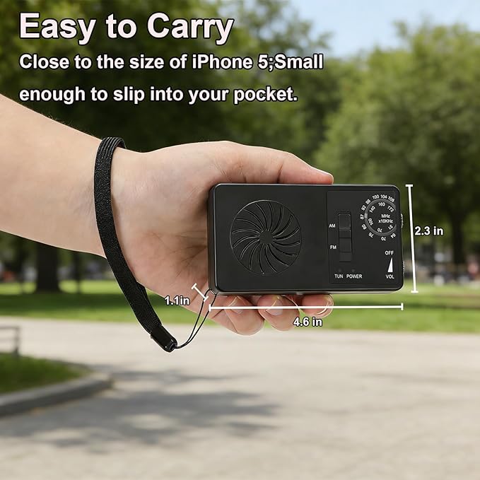 Pocket Mini Radio, Portable AM FM Worldband Radio with Best Reception, 2AAA Battery Operated Transistor Radio with Earphone Jack, Loud Speaker for Indoor/Outdoor/Emergency & Gift