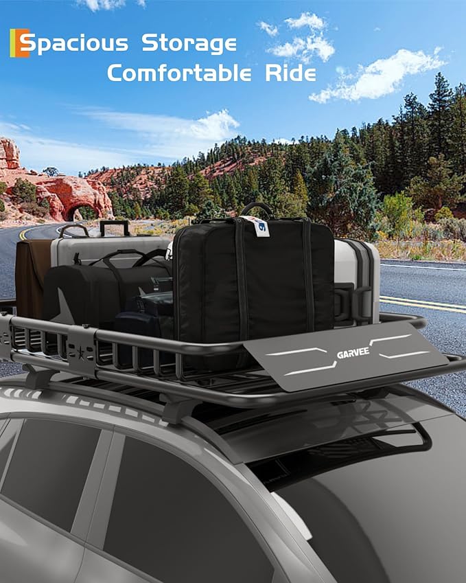 GarveeLife 46 in x 36 in Universal Roof Rack Carrier Basket, 200 LBS Capacity Rooftop Cargo Rack, Car Top Luggage Holder Basket Heavy Duty for SUVs, Trucks, Vehicles