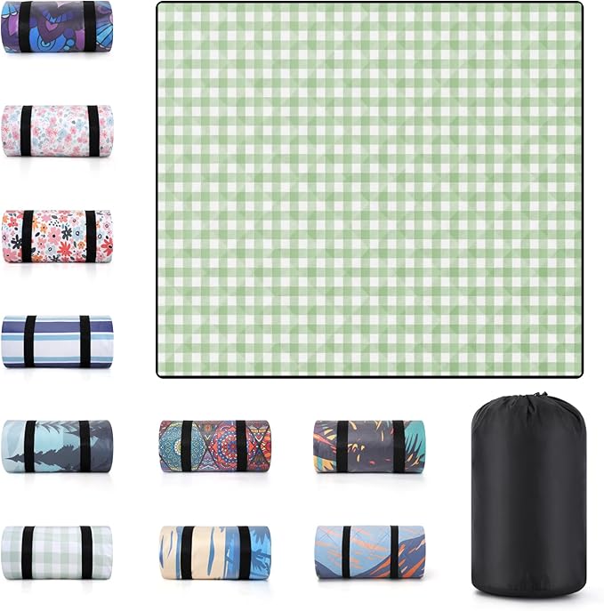 60x80" Large Picnic Blankets Waterproof Outdoor Portable Beach Blanket Weatherproof Patios Grass Park Lawn Tent Ground Mat Summer Camping Rv Supplies Car Travel Hiking Family Must Haves Gifts