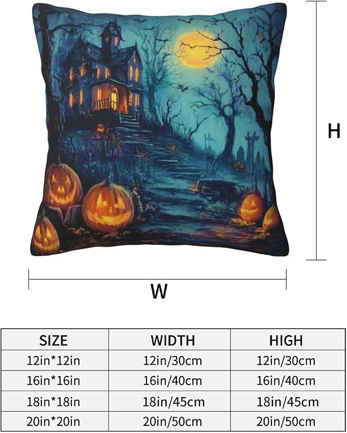 Halloween Throw Pillow Covers 18x18 inch Set of 2 Pillow Case Cushion Cover for Home Sofa Couch Living Room Car Decor