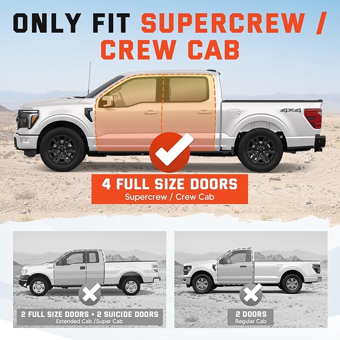 Under Seat Storage - Truck Underseat Tool Box Organizer with 3 Removable Dividers for 2015-2025 2026 Ford F150 SuperCrew Cab & Crew Cab 2017-2024 F250 F350 F450 F550 Super Duty Under bench Storage