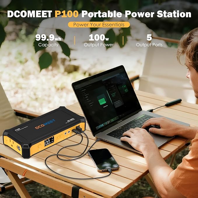 Portable Charger Laptop Power Bank AC Outlet, 99.9Wh/100W Backup Power with 65W USB-C PD, 100W AC Fast Charging for MacBook Laptops Drone Steam etc