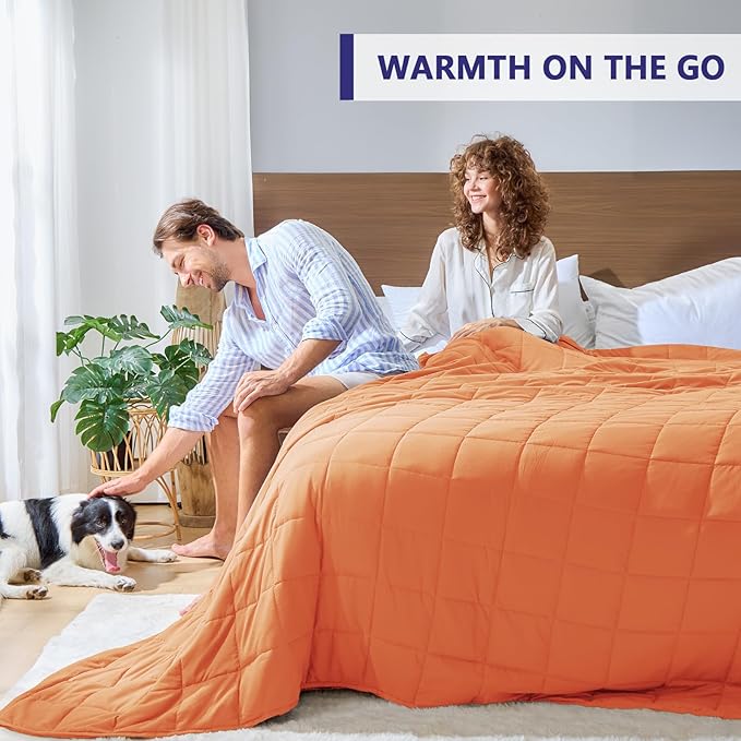 King Size Weighted Blanket for Adults (20 lbs, 80” x 87”, Orange) Cooling Heavy Blanket for Sleeping Perfect for 190-210 lbs, Breathable Blanket for Adults & Couple All Season, Machine Washable