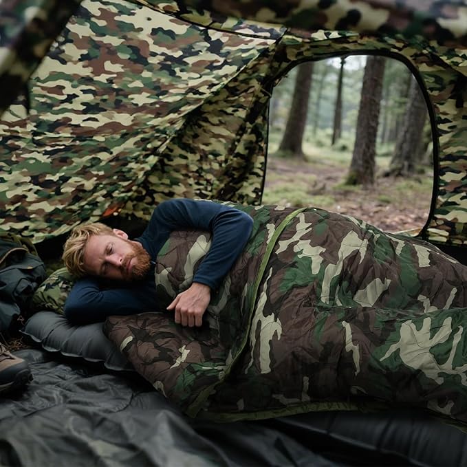 REDCAMP Military Camping Blanket, Water-Resistant Thermal Poncho Liner, Lightweight Insulated Outdoor Blanket for Hiking Camping with Compression Carry Bag