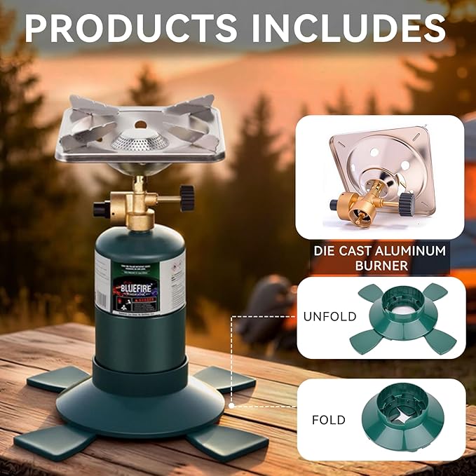 KOMAN Camping Propane Stove,Portable Camping Stove, Backpacking Stove Propane Camping Stove,10000BTU Single Burner Propane Stove for Outdoor Cooking,Fuel by 16 Oz Propane Cylinder (Fuel not Included)