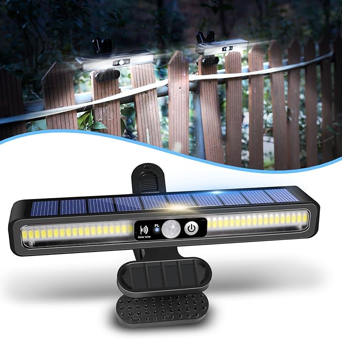 Clip On Solar Motion Lights Outdoor Waterproof, 1 Pack Motion Sensor Outdoor Lights with 36 LEDs, 6000K, Portable Solar Powered Security Light for Fence Garage Camping(Black)