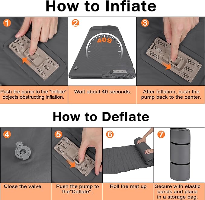 Self Inflating Sleeping Pad with Electric Pump, 3.15" Ultra-Thick Memory Foam Camping Sleeping Pad with Built-in Pillow, 4 Season Camping Mattress Pad, Camping Essentials Gear for Camp Travel Tent Car