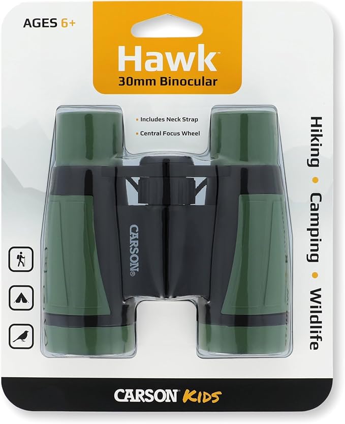 Carson Hawk Kids 30mm Beginner Field Binoculars (HU-530)