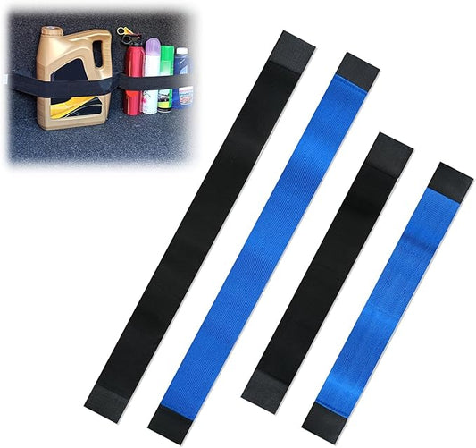 4 PCS Colorful Car Trunk Organizer Straps, Cars Storage Organizer Straps, Car Accessories, Cargo Storage Strap for SUV, Truck, Van (Blue, Black)