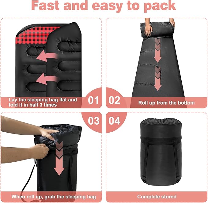 Double Sleeping Bags for Adults, Queen Size 2 Person All Season for Warm & Cold Weather Backcountry Ski Skins | Fits Kids 10-12 - Lightweight & Waterproof Camping Essentials for Hiking, Backpacking