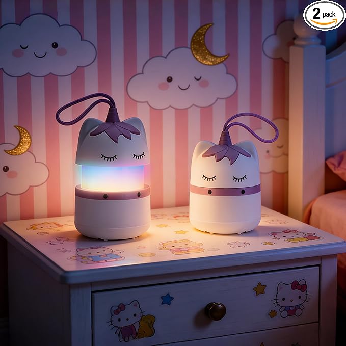 WORKPRO 2-Pack Kids Camping Lanterns with RGB Lights, Battery Powered with Lanyard, Fun Night Light Gifts for Kids - Unicorn Design