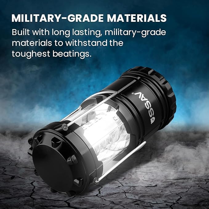 4 Pack LED Camping Lantern, LED Lanterns, Suitable Survival Kits for Hurricane, Emergency Light for Storm, Outages, Outdoor Portable Lanterns, Black, Collapsible | Batteries Included