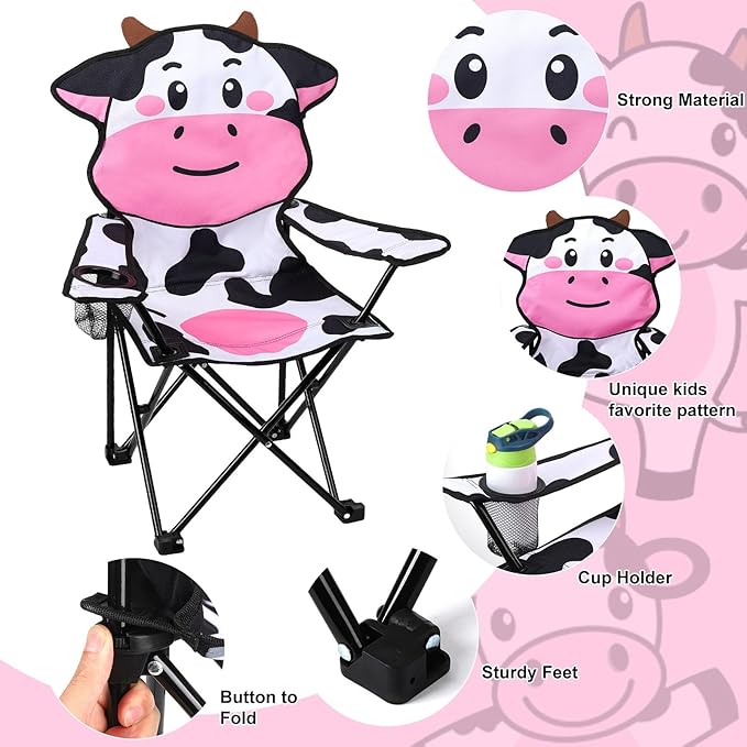 KABOER Kids Outdoor Folding Lawn and Camping Chair with Cup Holder and Carrying Bag, Children's Camping Chairs