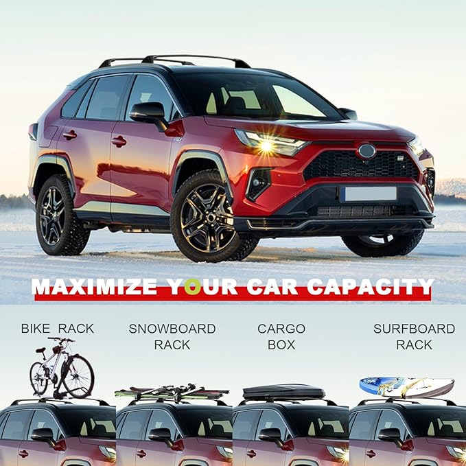KINGGERI Lockable 260lbs Roof Racks Cross Bars Fit for Toyota RAV4 2019-2025 Accessories, Aluminum Heavy Duty Crossbar Anti-Theft Metal (Not for Adventure/TRD Off-Road/Hybrid Woodland Edition/22-25LE)
