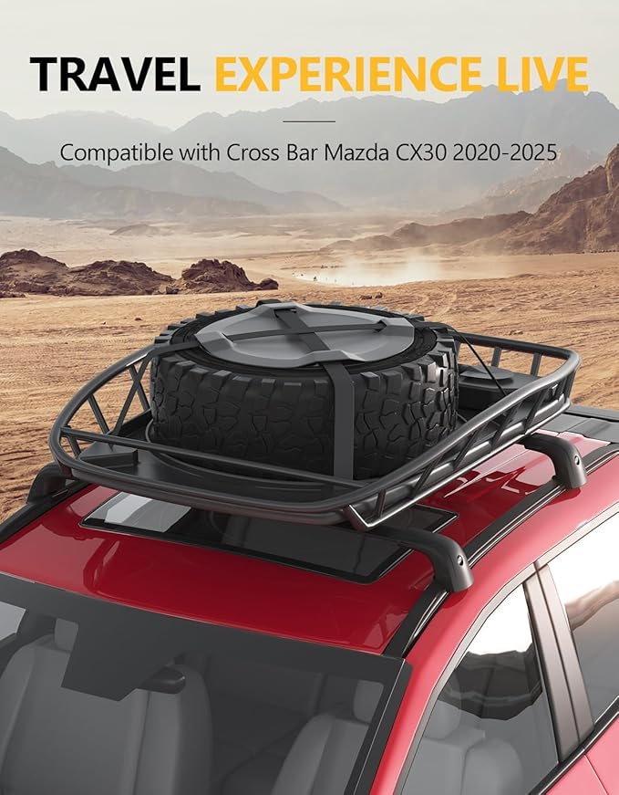 Tuyoung Roof Rack Cross Bars Fit for Mazda CX30 CX-30 2020 2021 2022 2023 2024 2025 2026 with Flush Side Rails，220lbs Lockable Heavy Duty Anti-Theft Aluminum Roof Rails Crossbars Cargo Carrier Bag