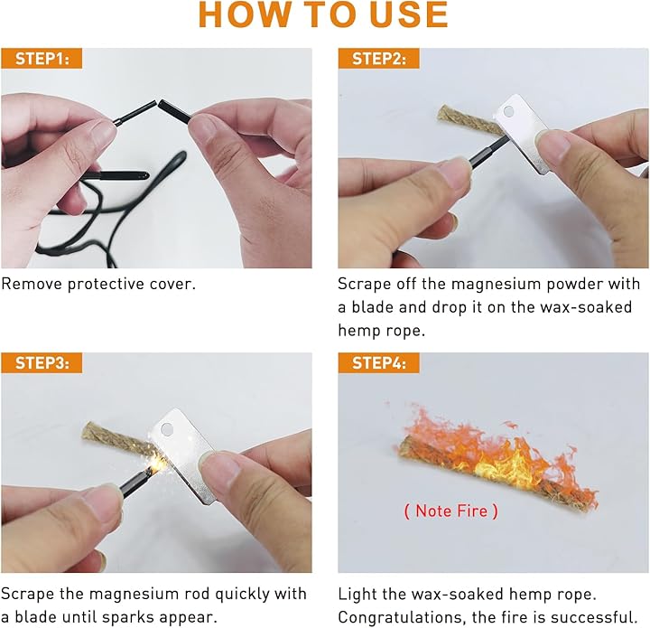 UamGlsob Paracord Survival Shoelaces with Magnesium Fire Starter - Emergency Fire Making Laces for Hiking,Backpacking,Camping