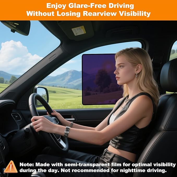 Car Window Shades – Static Cling Sun Shade for Front & Rear Side Windows – 2 Sizes (15.75" x 13.78" & 20.87" x 13.78") – Car Privacy Window Covers with Glare Blocker – No Tools Needed